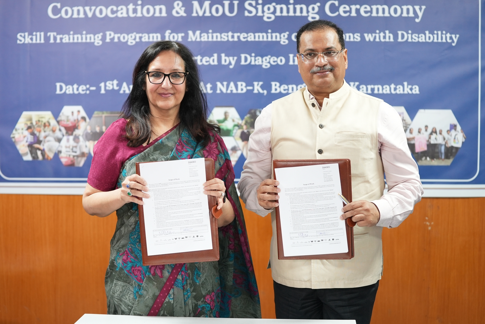 Hina Nagarajan, MD & CEO, Diageo India And Ravindra Singh, CEO, Scpwd Sign The Mou In Bengaluru
