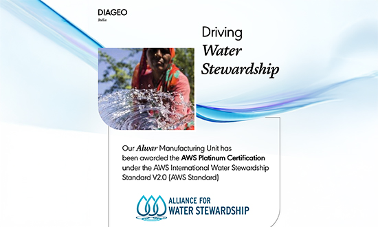 Diageo India’s Alwar Distillery Achieves Alliance for Water Stewardship (AWS) Platinum Certification under AWS Standard V2.0